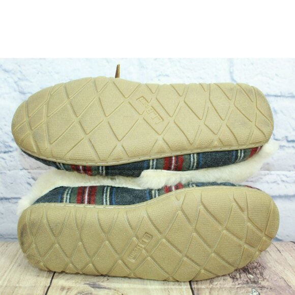 LL Bean Multicolor Wool Wicked Good Plaid Lined Moccasin Slippers Size 6 M - Picture 10 of 10